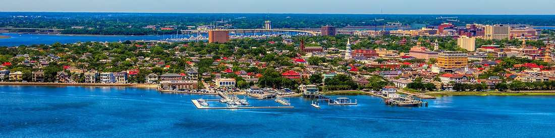 Blick auf eine Stadt in South Carolina.