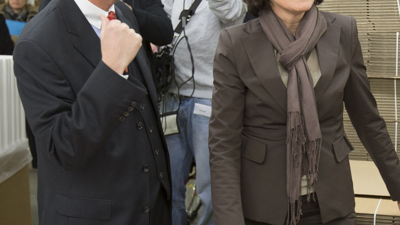 Ministerpräsidentin Malu Dreyer mit dem Präsidenten der Landesvereinigung Unternehmerverbände Rheinland-Pfalz (LVU), Dr. Gerhard F. Braun; Bild: Reiner Voß / © Staatskanzlei