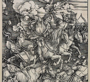 Die vier apokalyptischen Reiter von Albrecht Dürer werden in der Ausstellung gezeigt; Bild: Staatliche Kunsthalle Karlsruhe