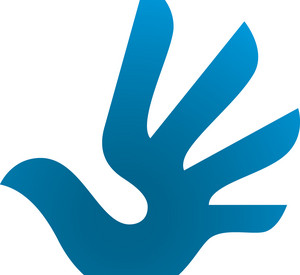 Das Logo der UN-Menschenrechte: eine stilisierte Hand in Form einer Taube in der UN-Farbe blau; Bild: dpa