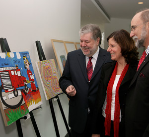 v.l.n.r.: Ministerpräsident Beck, Ministerin Dreyer, Dr. Engelbert Günster, Bild: Boehringer Ingelheim