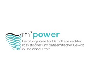 Logo von m*power, der Beratungsstelle für Betroffene rechter, rassistischer und antisemitischer Gewalt in Rheinland-Pfalz.