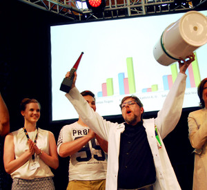 Der Sieger: Nicolas Waters. Das Publikum und die Jury waren begeistert von der Geschäftsidee Rocketz Verleih von Nicolas Waters. Das einfache und transportable Party-Soundsystem aus Trier. 