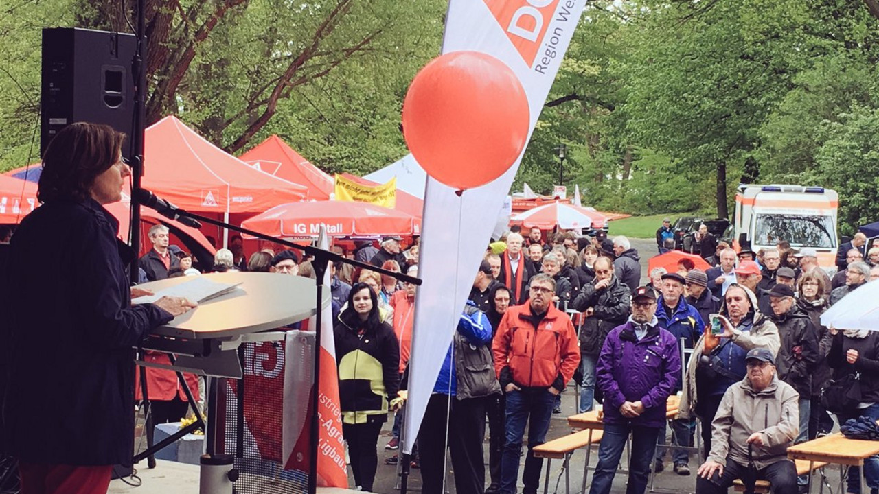 Ministerpräsidentin Malu Dreyer bei der Mai-Kundgebung des DGB in Kaiserslautern