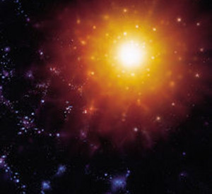 Weltraum mit Sternengalaxie, Sonne