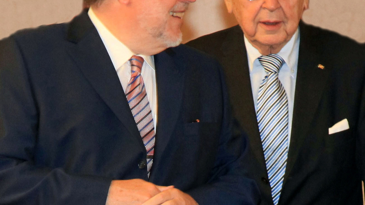 Ministerpräsident Kurt Beck und Bundesminister a. D. Hans-Dietrich Genscher; Bild: Staatskanzlei