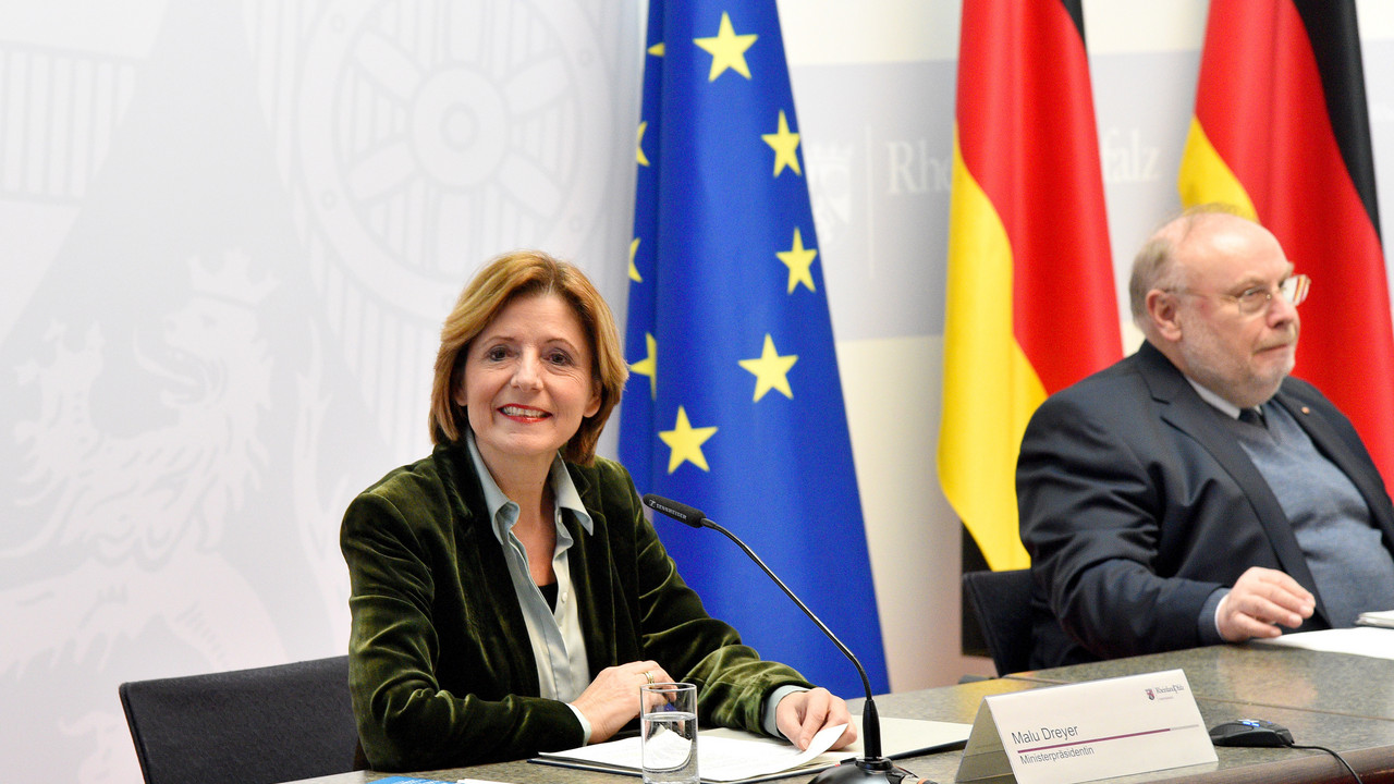 Ministerpräsidentin Malu Dreyer und Dieter Burgard, Beauftragter für jüdisches Leben und Antisemitismusfragen