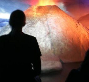 Vulkan-Modell im Lava-Dome Museum in Mendig; Bild: dpa