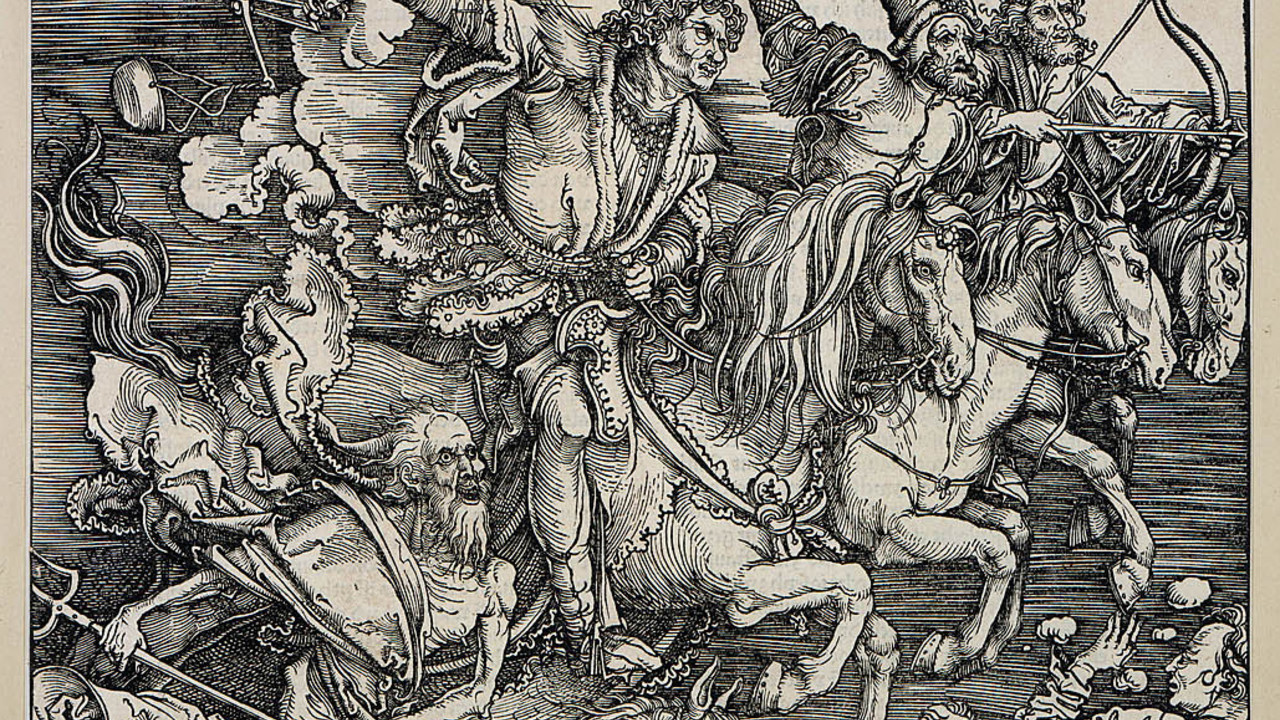 Die vier apokalyptischen Reiter von Albrecht Dürer werden in der Ausstellung gezeigt; Bild: Staatliche Kunsthalle Karlsruhe
