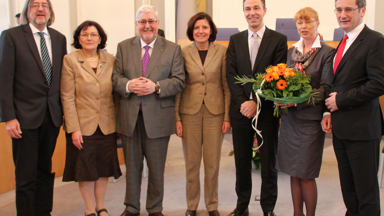 Im Landtag Einführung Molka, Verabschiedung Brocker; Bild Landtag