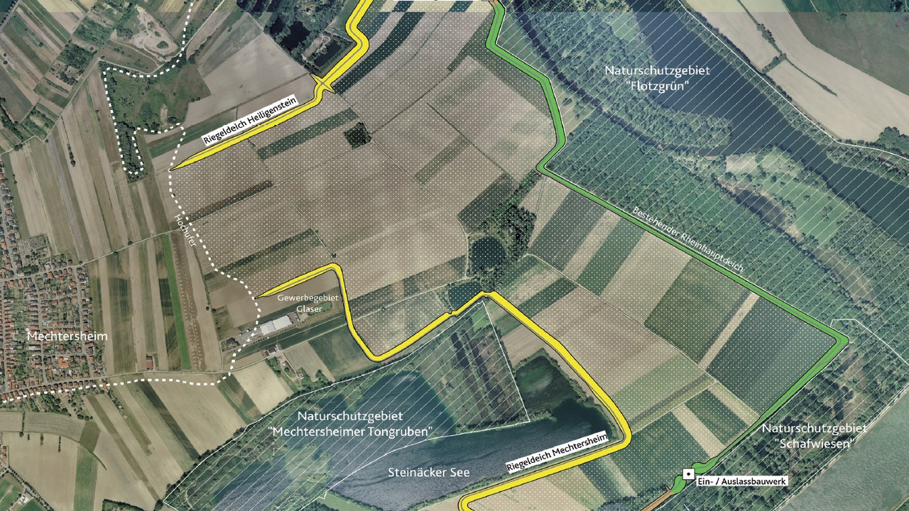 Luftaufnahme des Polders Mechtersheim; Bild: SGD Süd