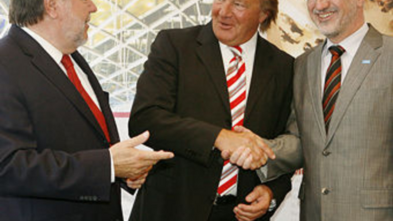 Ministerpräsident Kurt Beck, Harald Strutz und Dr. Harald Schwager