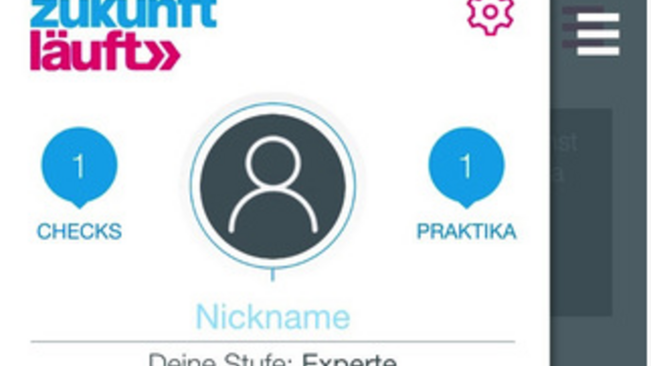 Screenshot der neuen App "Zukunft läuft"