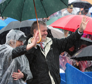 Regen aber gute Stimmung: Der Festzug in Ingelheim; Bild: Herbert Piel/Staatskanzlei