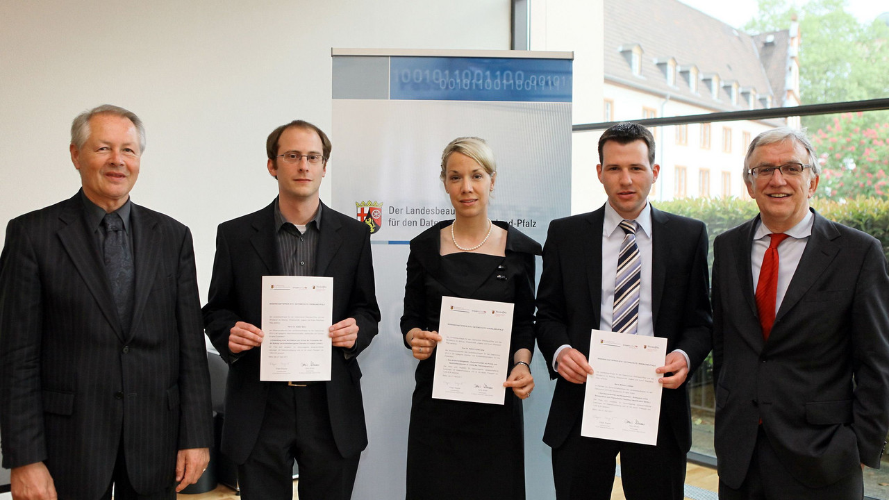 Preisträger des Wissenschaftspreises 2010 des Landesbeauftragten für Datenschutz; Bild: Der Landesbeauftragte für den Datenschutz Rheinland-Pfalz