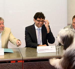 Balou oder Cameron bei der Pressekonferenz; Bild: Pipprich