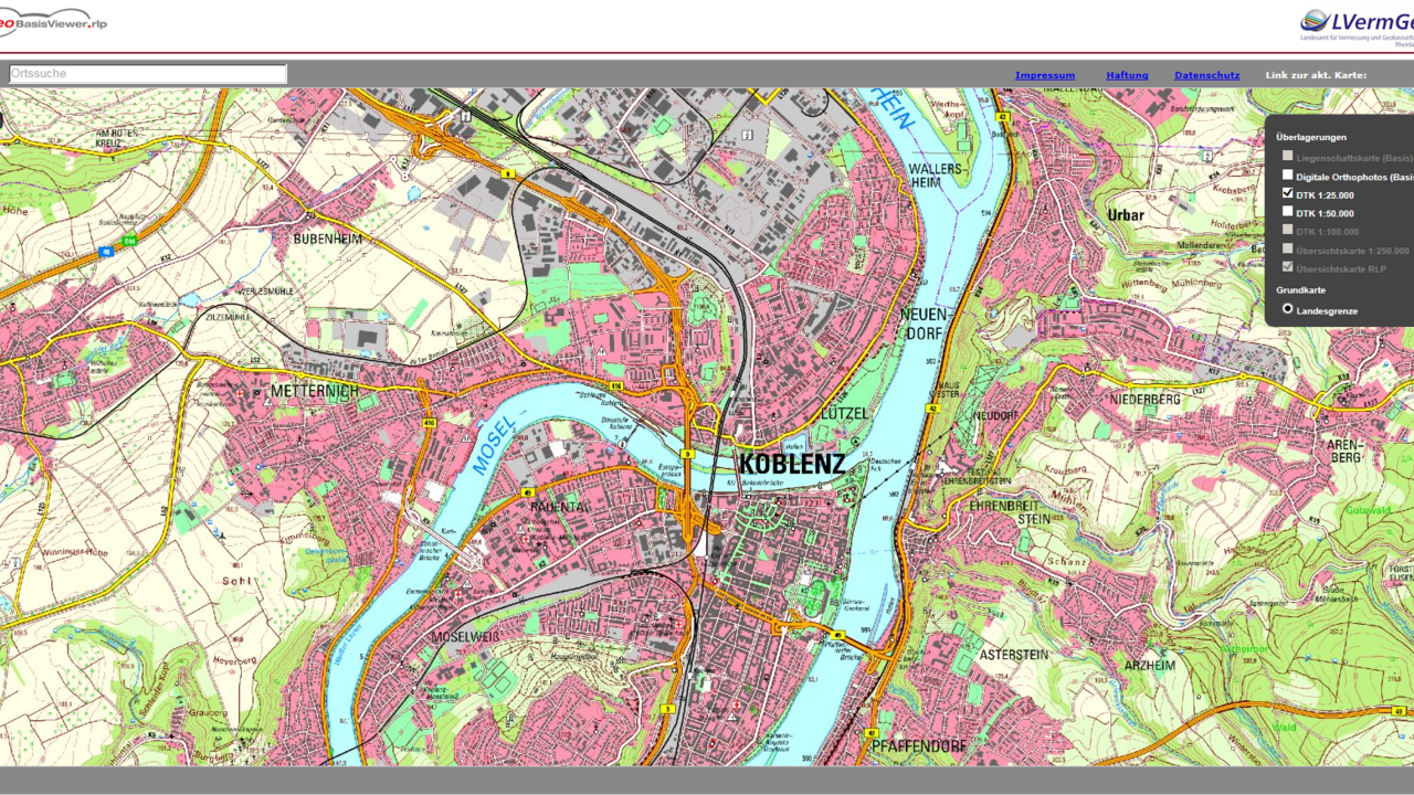 Digitale Topographische Karte im GeoBasisViewer