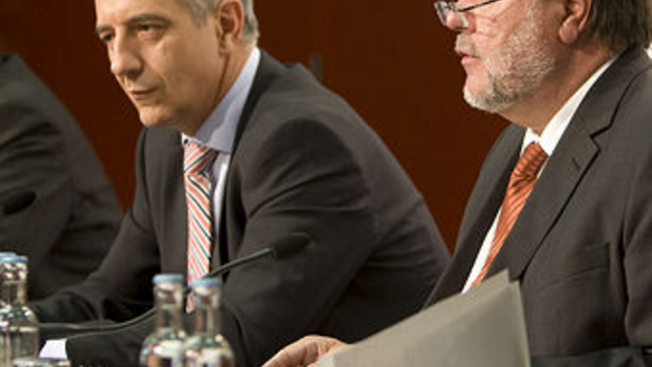 Ministerpräsident Kurt Beck und Ministerpräsident Stanislaw Tillich; Bild: Voss