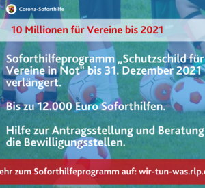 Landesregierung verlängert Soforthilfeprogramm für Vereine 