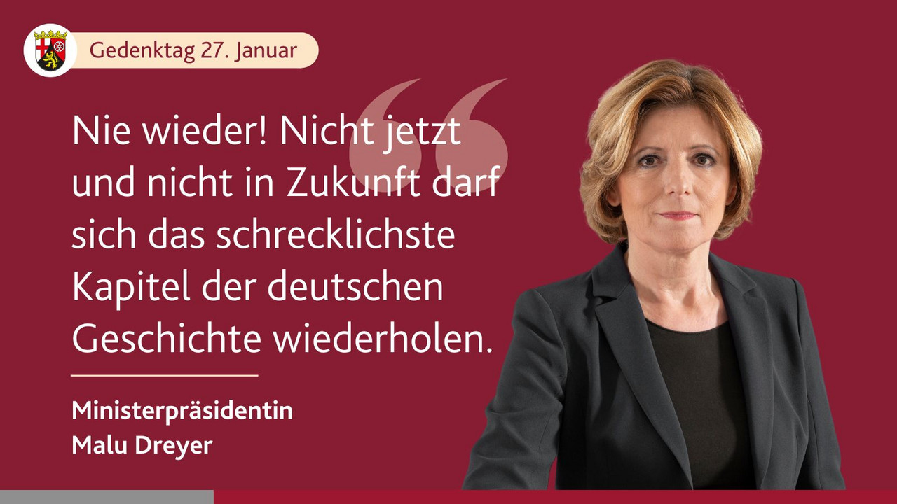 Ministerpräsidentin Malu Dreyer Gedenktag 27. Januar
