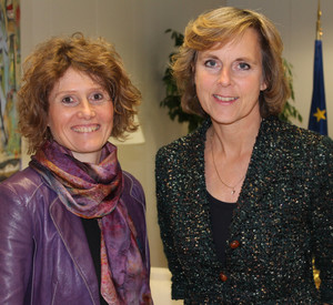 Klimaschutzministerin Eveline Lemke traf sich zum Austausch mit der EU-Kommissarin für Klimaschutz, Connie Hedegaard; Bild: Wensierski/Staatskanzlei