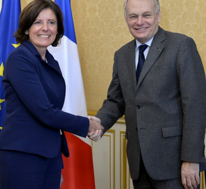 Ministerpräsidentin Malu Dreyer mit Premierminister Jean-Marc Ayrault; Bild: Grillot / © Staatskanzlei