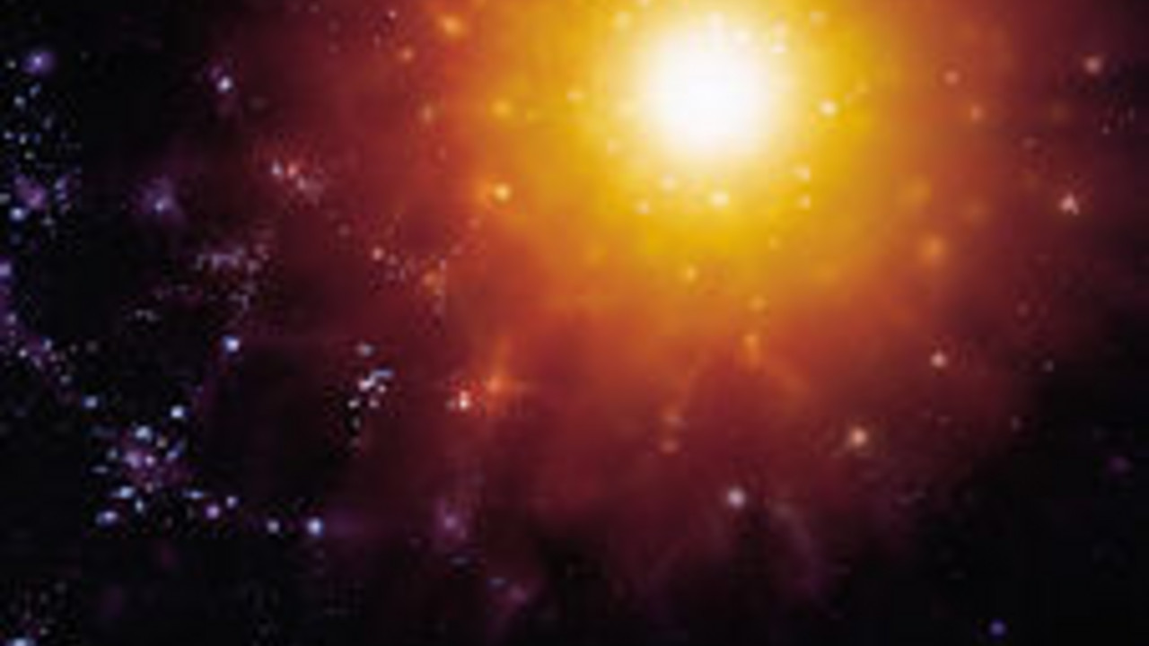 Weltraum mit Sternengalaxie, Sonne