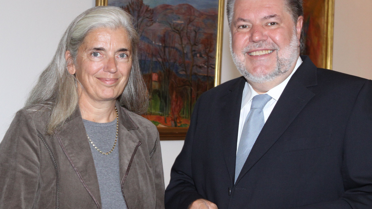 Generalsekretärin Pfeiffer-Poensgen und Ministerpräsident Beck; Bild: Sämmer