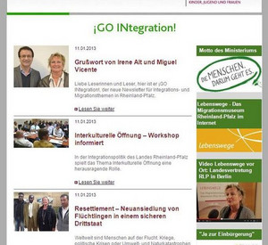 Screenshot des Newsletters „¡GO INtegration!" Bild: MIFKJF