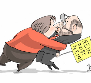 Karrikatur Merkel und Schulz