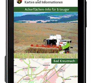 Smartphone mit App "Ackerflächen-Info