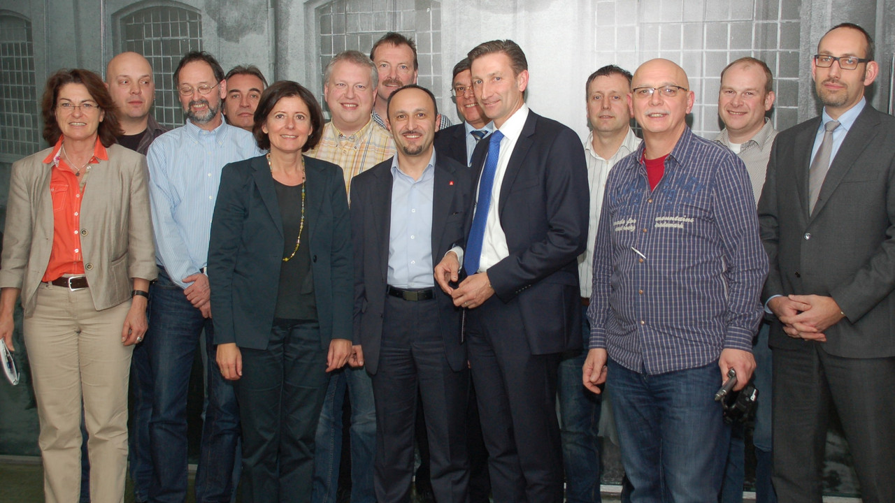 Dreyer bei der Betriebsversammlung der Firma Stabilus; Bild: Mario Hulten, Stabilus