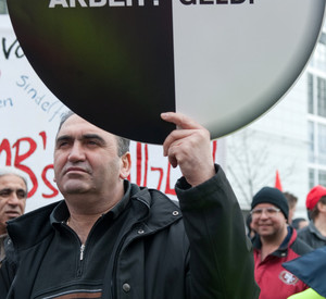 Demonstration von Leiharbeitern; Bild: dpa