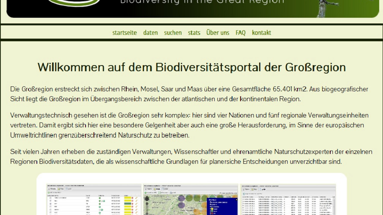 Screenshot Biodiversitätsportal