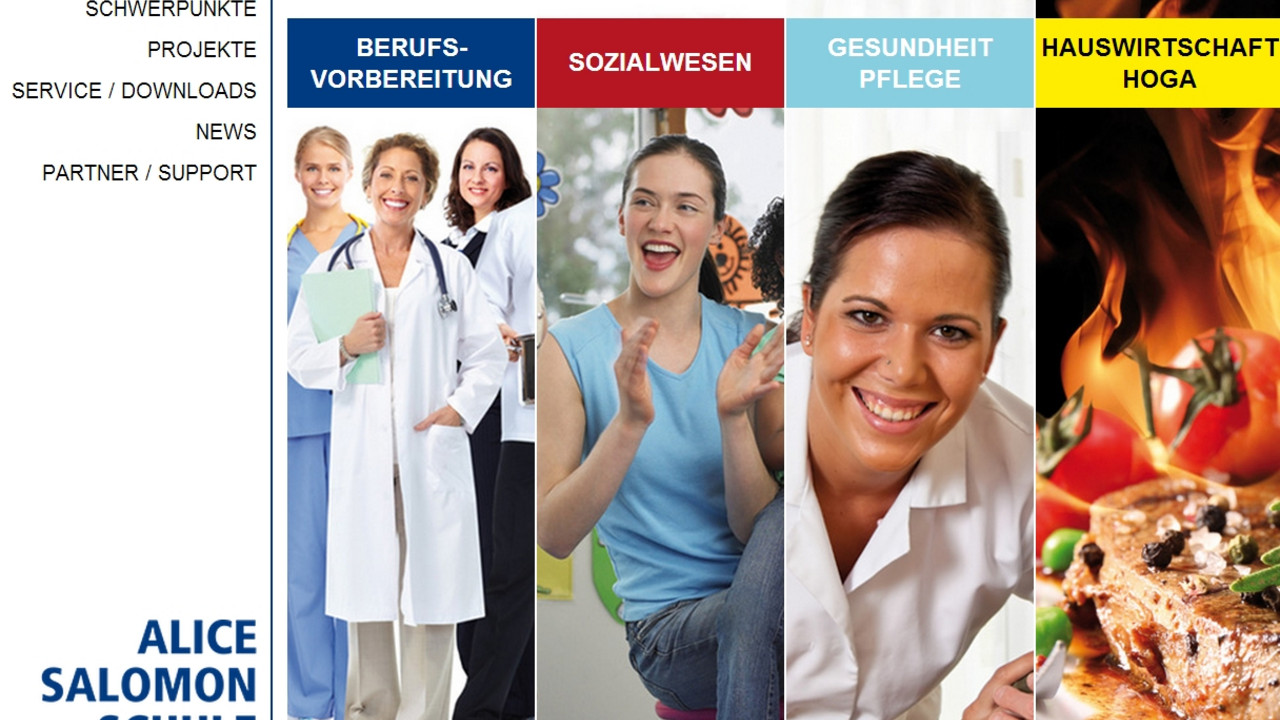 Homepage der Alice Salomon Schule in Linz; Bild: Screenshot
