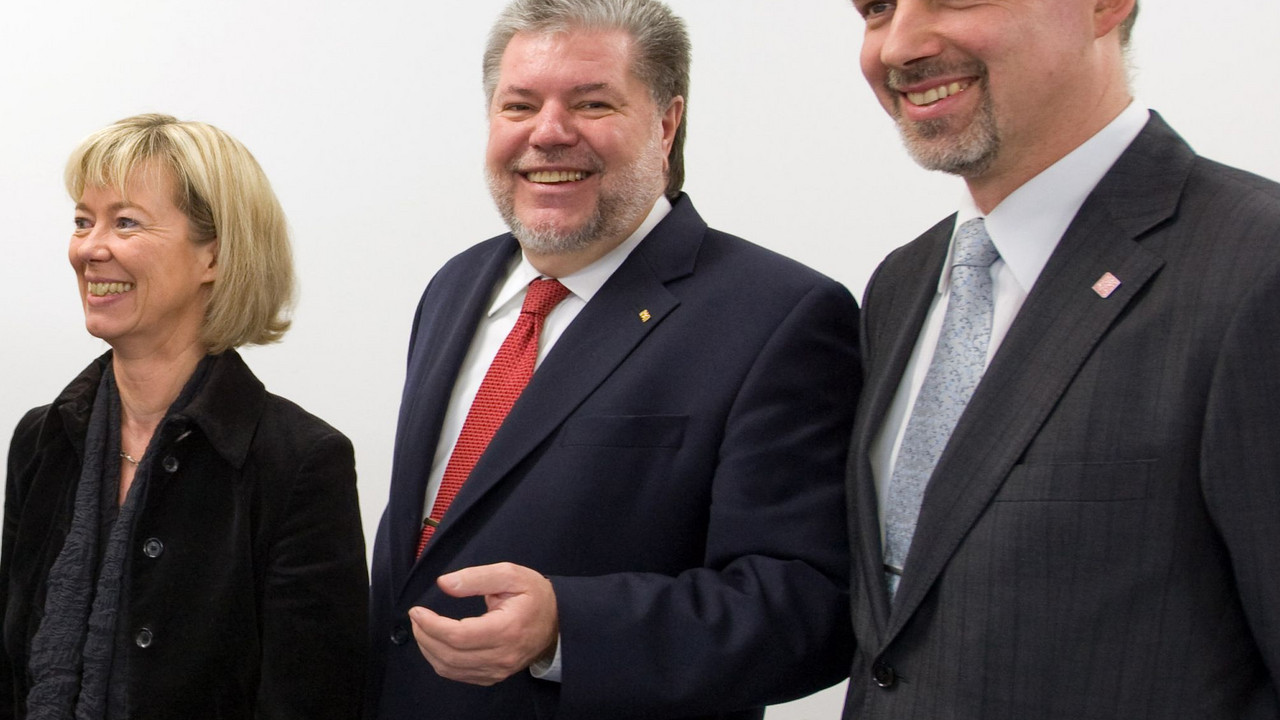 Doris Ahnen, Kurt Beck und Georg Krausch; Bilder: Peter Thomas