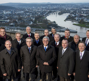 Die Innenminister vor dem Deutschen Eck in Koblenz