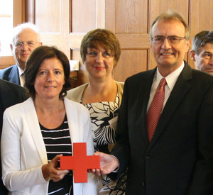 Ministerpräsidentin Malu Dreyer bei der Feierstunde zum 150-jährigen Jubiläum des Deutschen Roten Kreuzes in Koblenz. Bild: DRK