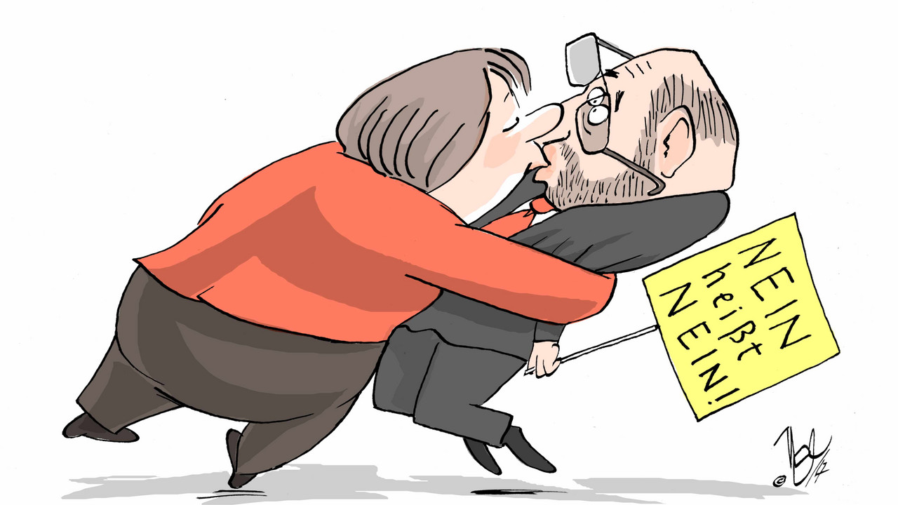 Karrikatur Merkel und Schulz