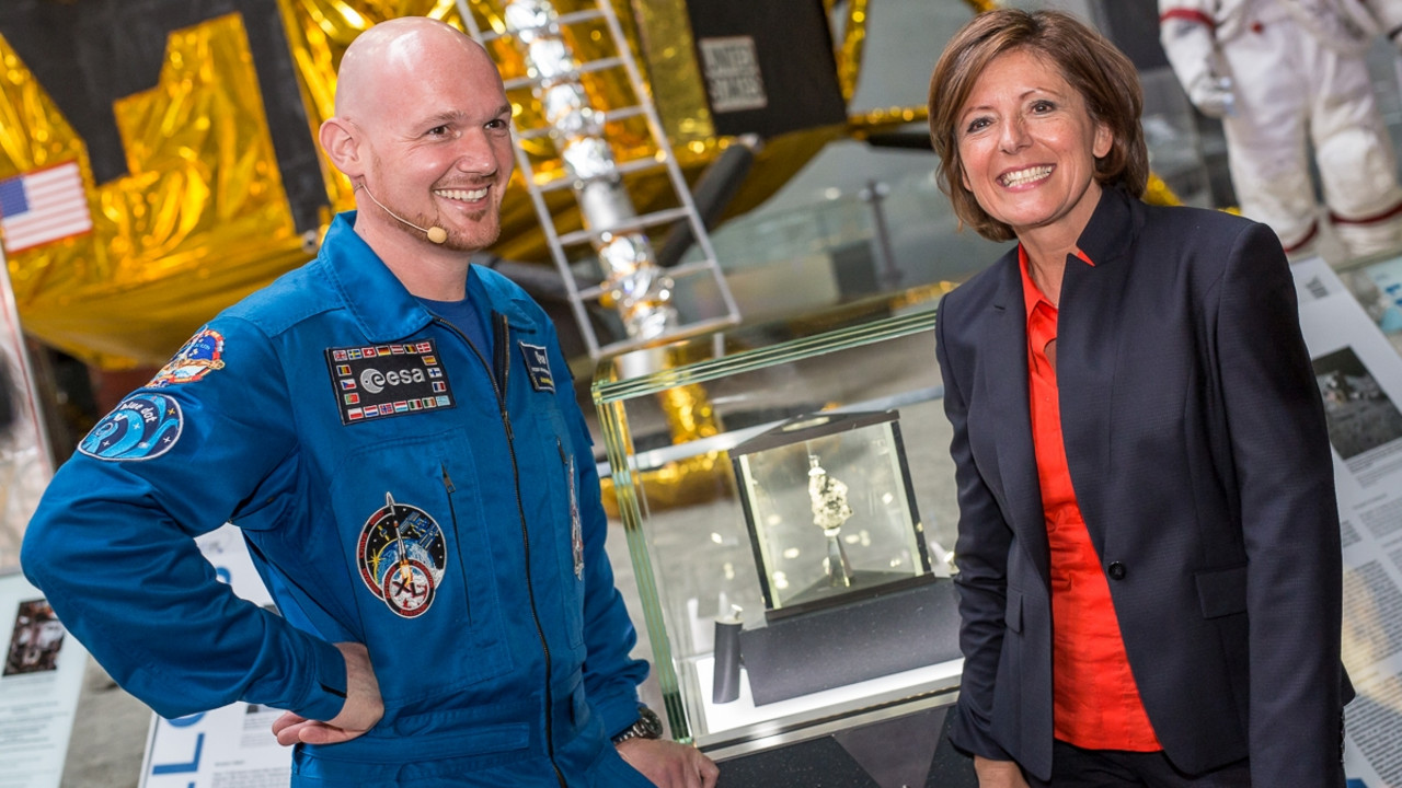 Alexander Gerst und Malu Dreyer im Gespräch; Foto: Technik Museum Speyer