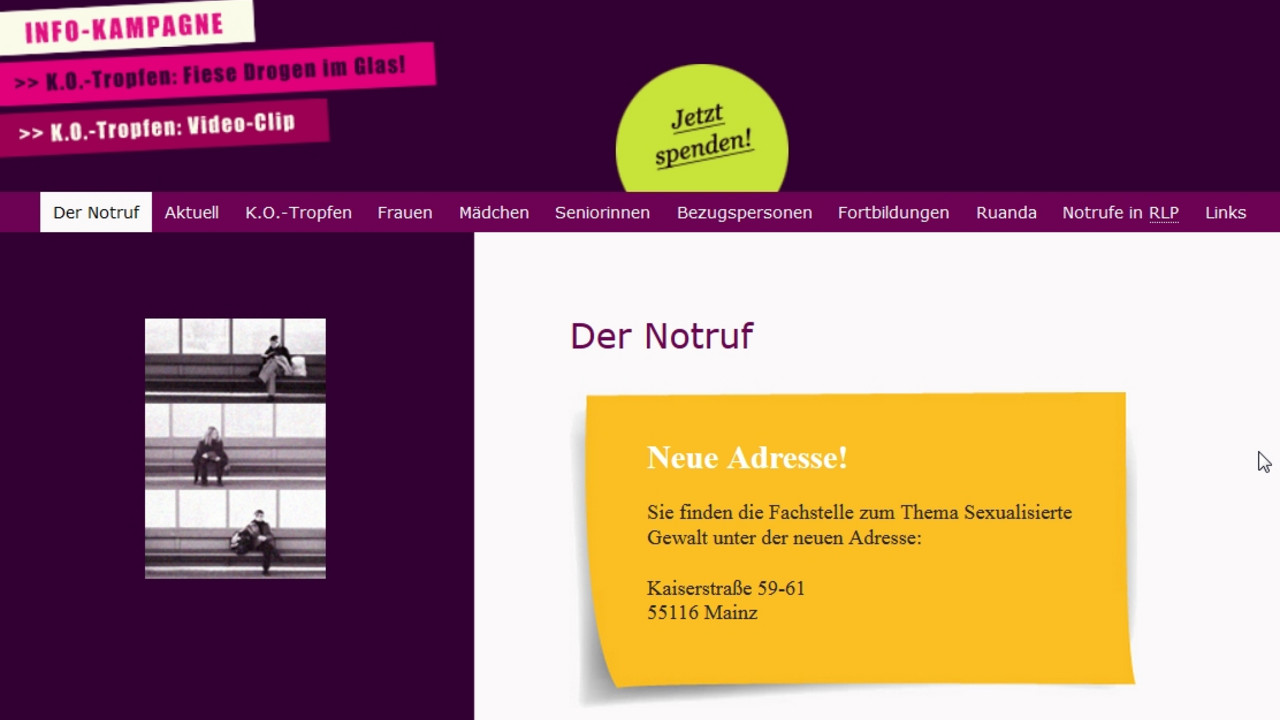 Internetseite des Frauennotruf Mainz