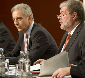 Ministerpräsident Kurt Beck und Ministerpräsident Stanislaw Tillich; Bild: Voss