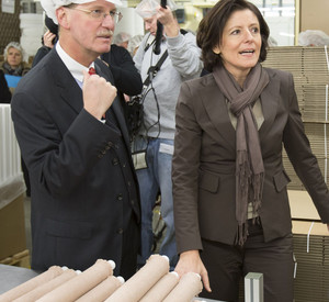 Ministerpräsidentin Malu Dreyer mit dem Präsidenten der Landesvereinigung Unternehmerverbände Rheinland-Pfalz (LVU), Dr. Gerhard F. Braun; Bild: Reiner Voß / © Staatskanzlei