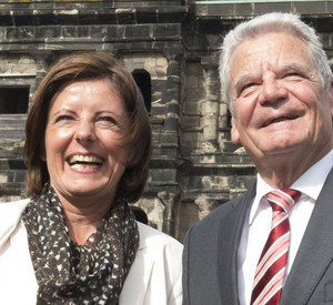 Ministerpräsidentin Malu Dreyer und Bundespräsident Joachim Gauck beim Besuch des Bundespräsidenten in Trier