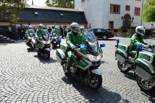 Motorradeskorte beim Besuch des Bundespräsidenten