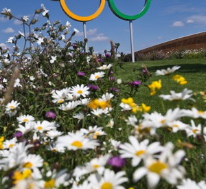 Olympische Ringe in London; Bild: dpa