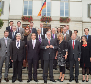 Ministerpräsident Kurt Beck, der Aargauer Regierungsrat und die Delegation aus Rheinland-Pfalz; Bild: Werner Rolli