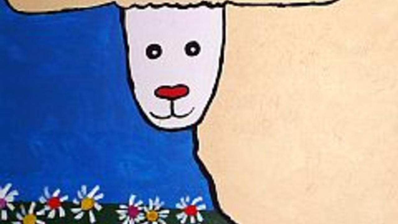 Bildausschnitt: Gemälde eines behinderten Menschen. Es ist bei der Ausstellung zu sehen.