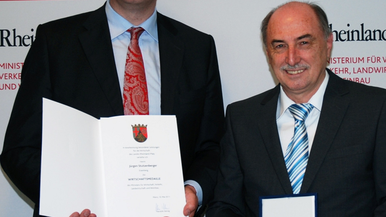Alexander Schweitzer und Jürgen Stutzenberger; Bild: W. Maier, MWVLW-RLP