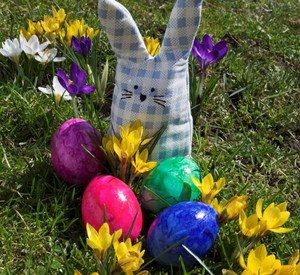 Hase mit Eiern; Bild: dpa